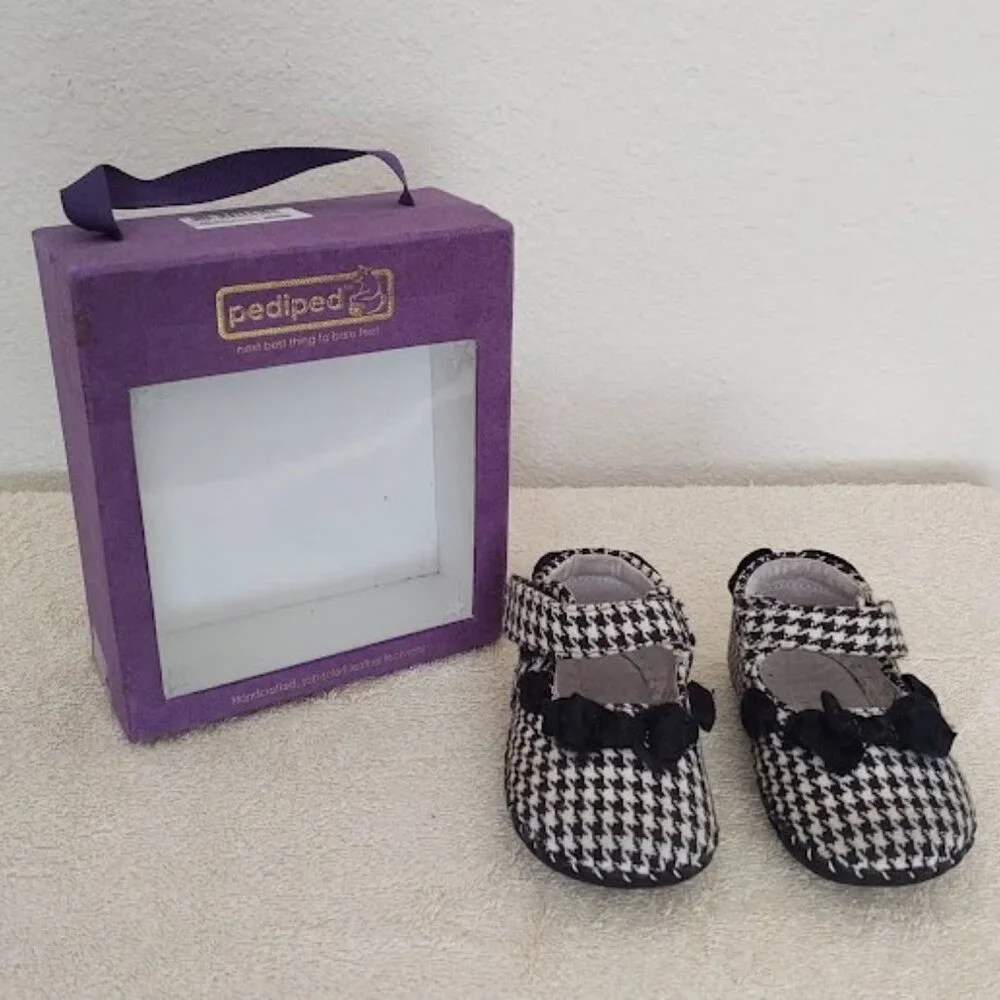 Pediped Originals, Black & White Houndstooth Mary Jane, 12-18 Mos.